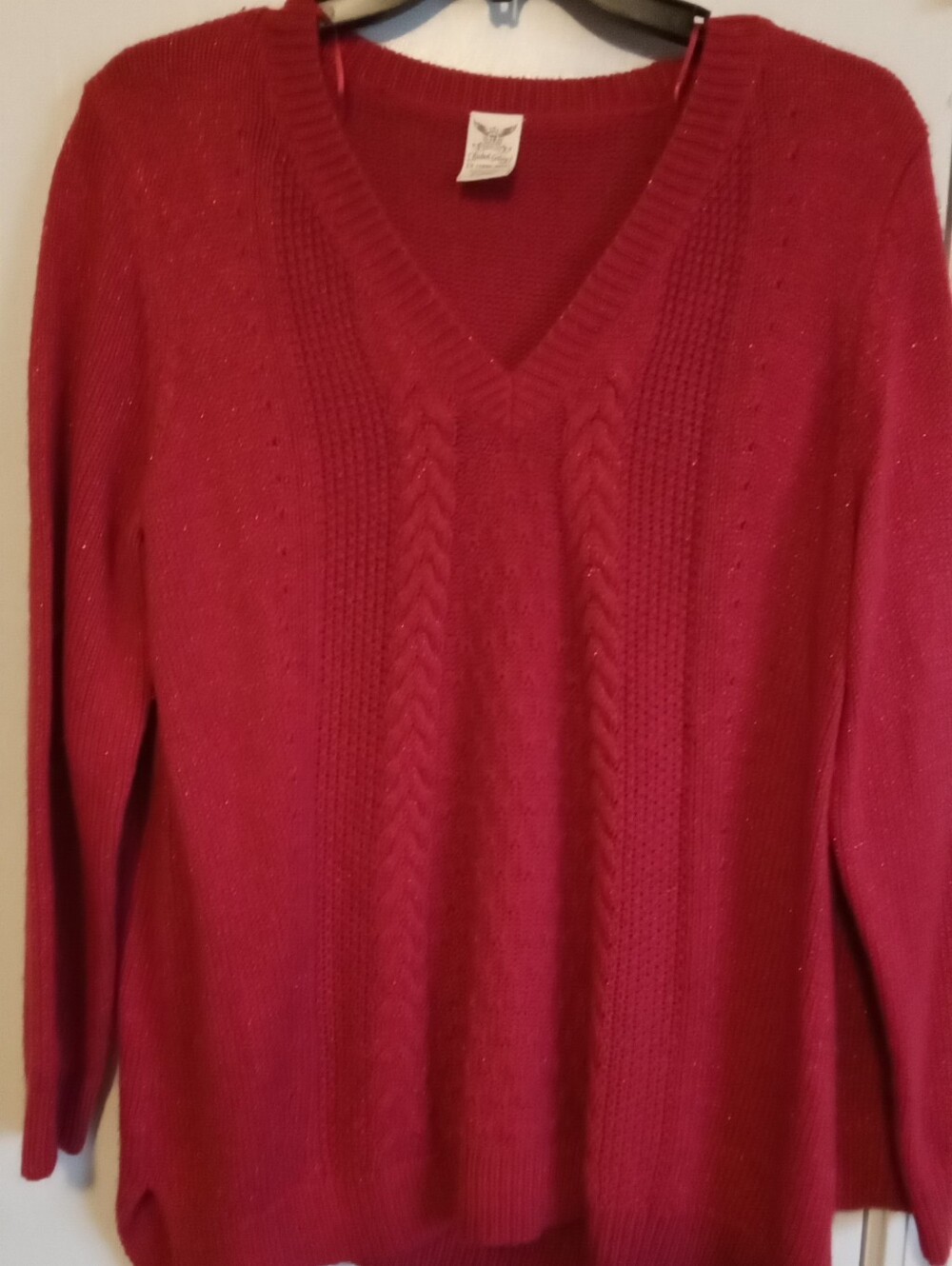 #6063 Red V-neck Sweater  - 2XL